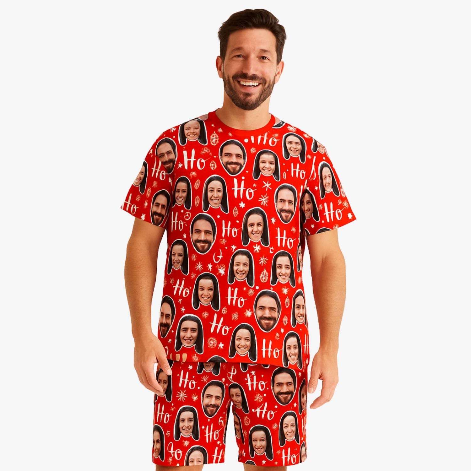 Men’s Ho Ho Ho Personalised Christmas PJs - Shorts Set
