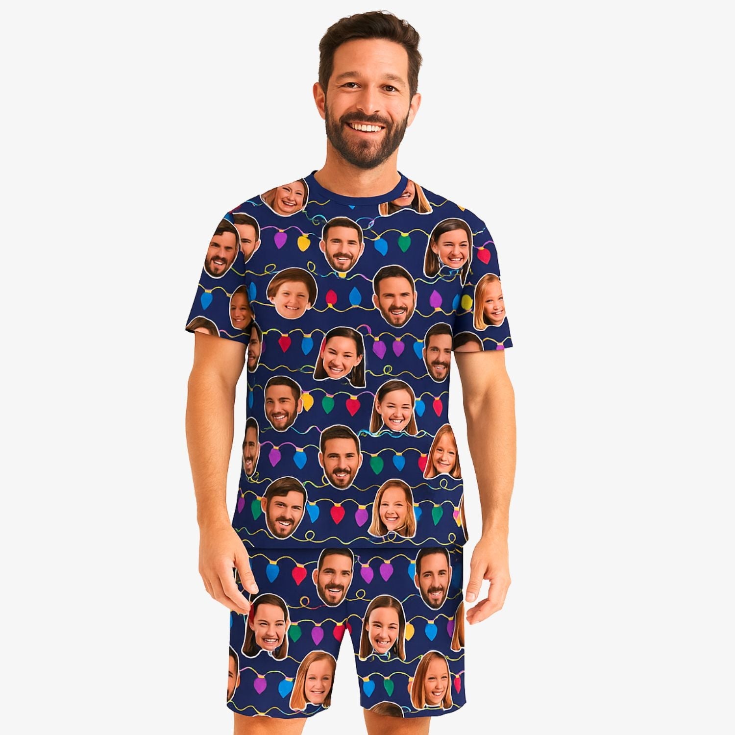 Men's Christmas Lights Custom PJs - Shorts Set