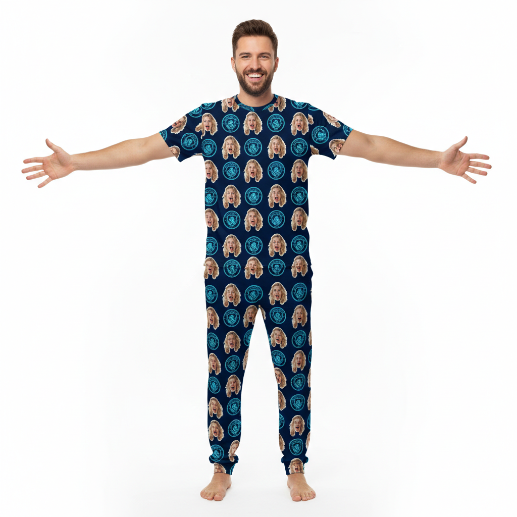 Navy Man City Men's Custom Pajamas - Pants Set