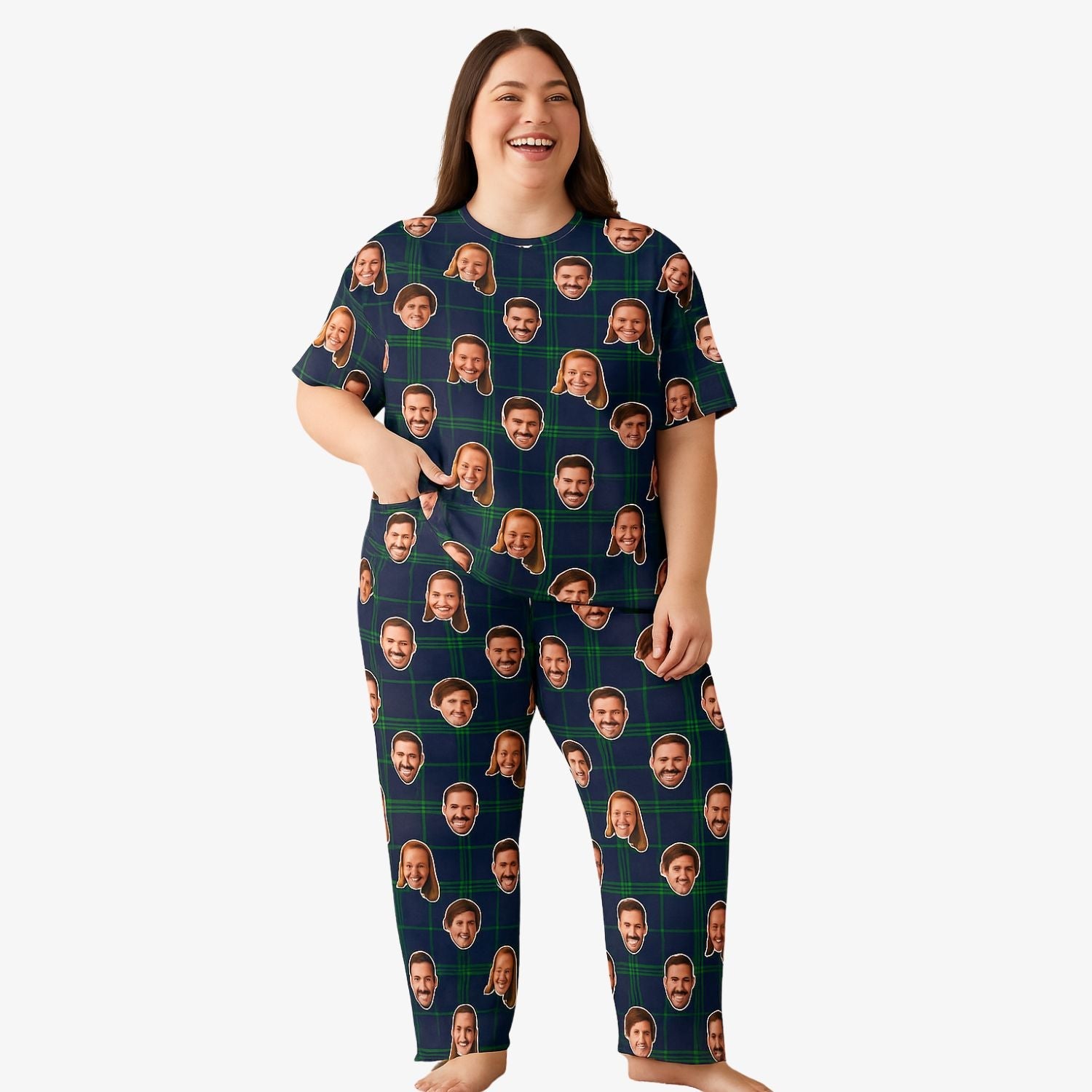 Women's Navy Tartan Custom Pajamas - Pants Set