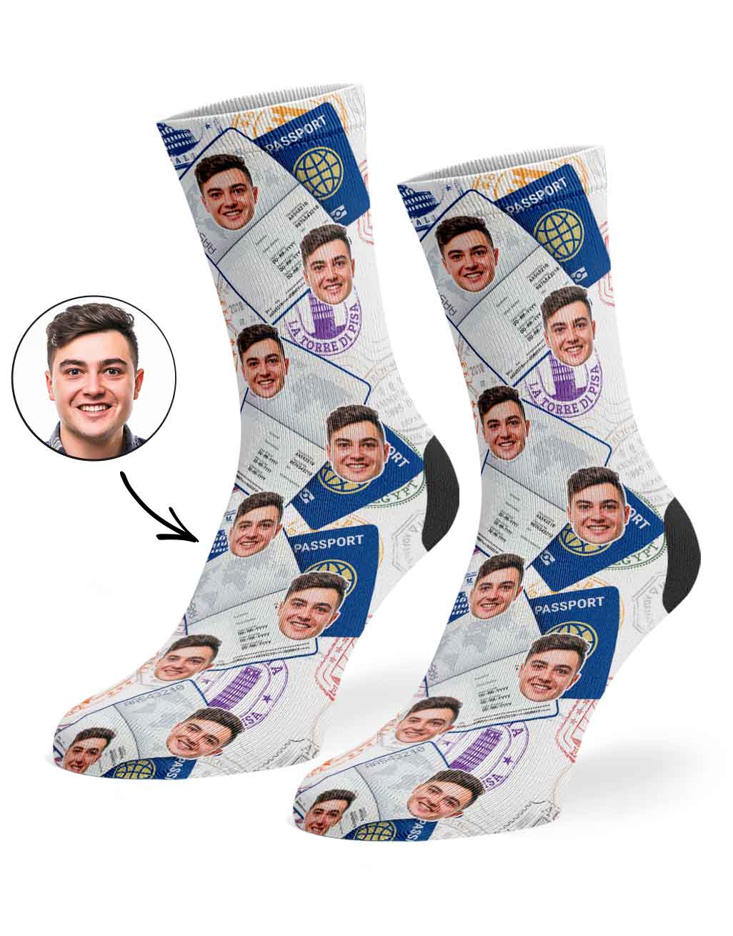 Passport Face Custom Socks