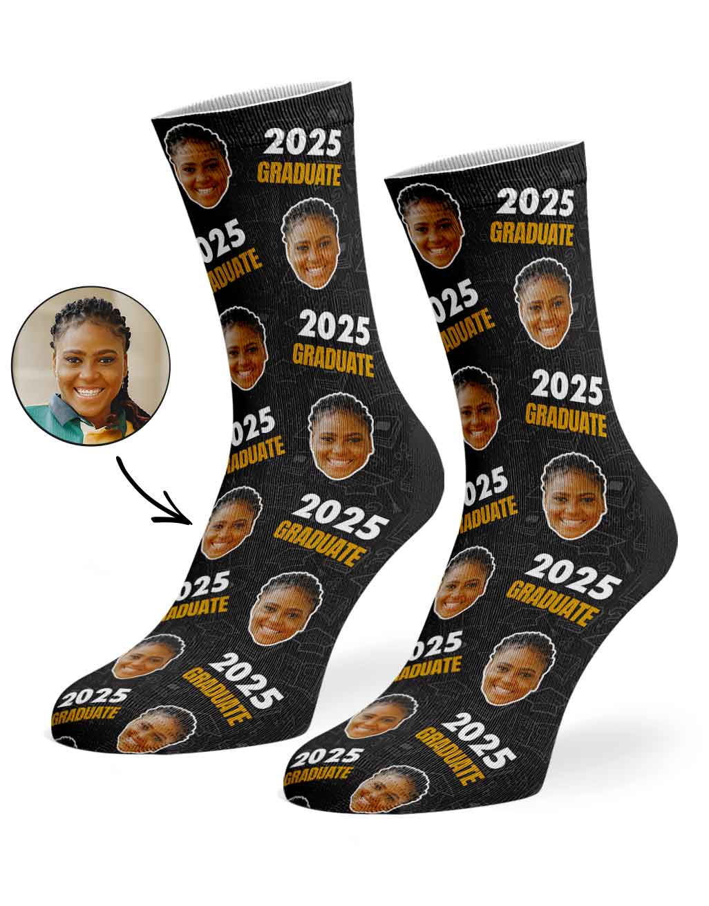 Custom Socks With Your Face & Graduation Year