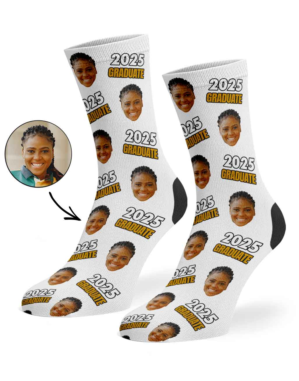 Custom Socks With Your Face & Graduation Year