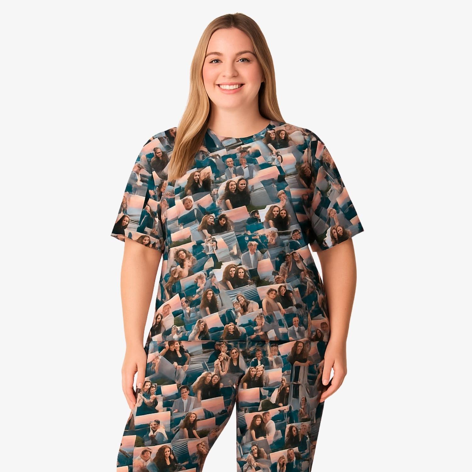 Women's Overlap Photo Collage Pajamas Pants Set