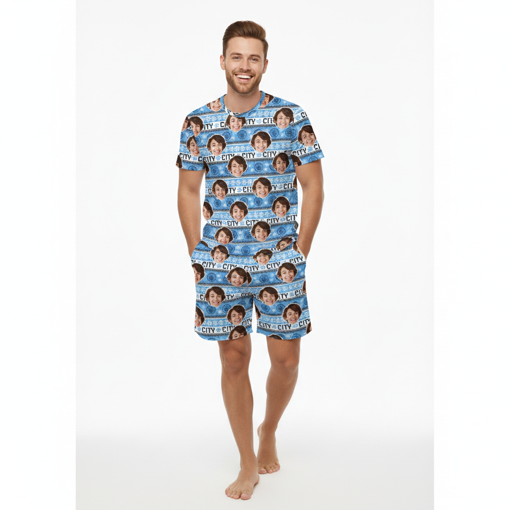 Custom Men's Pajamas - Christmas Man City Men's PJ Shorts Set