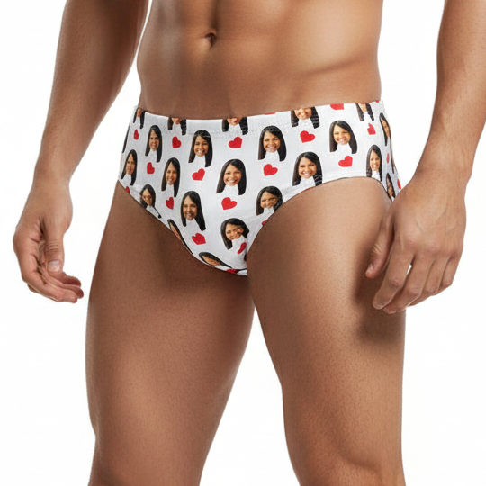 Custom Red Hearts Swimming Trunks