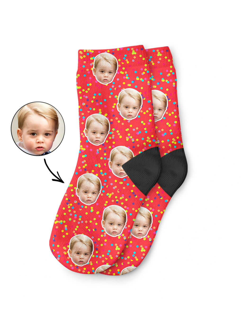 Colorful Kids Socks With Their Face On