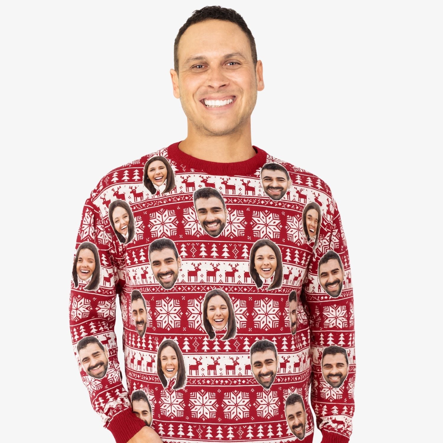 Your Face Nordic Red Personalized Christmas Jumper