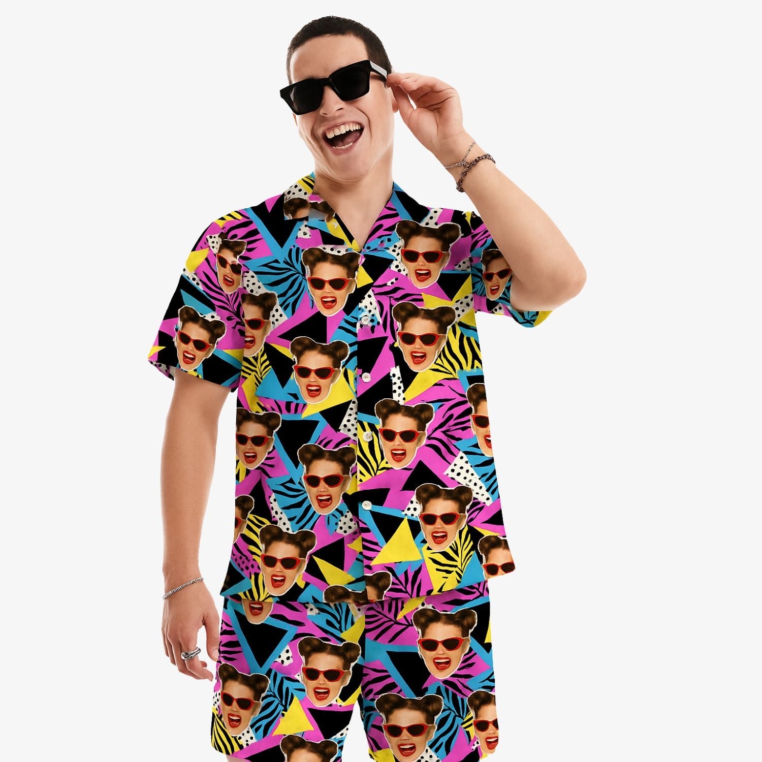 Retro Pattern Personalized Hawaiian Shirt Shorts Set