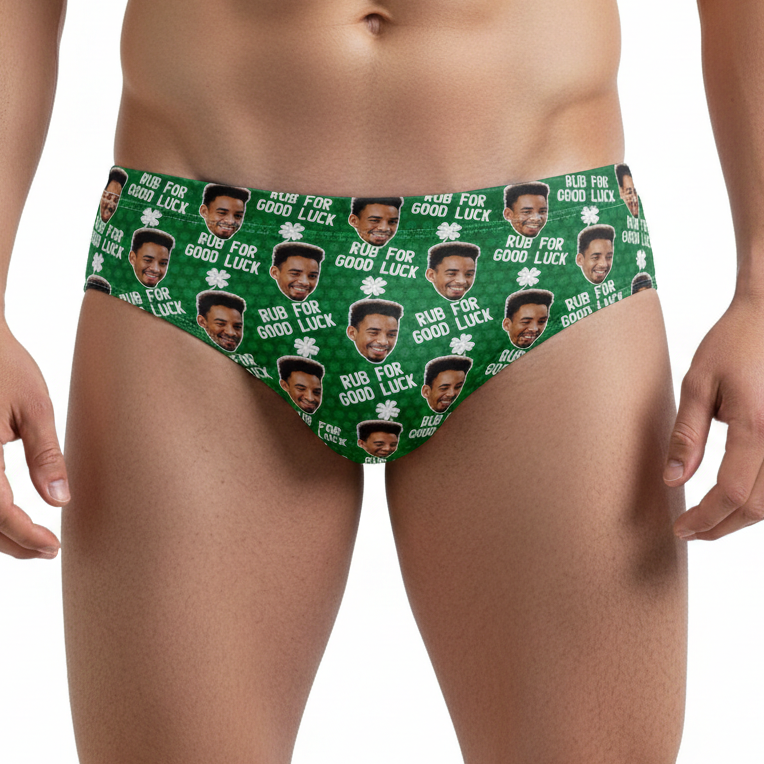 Rub For Good Luck Custom Swim Trunks