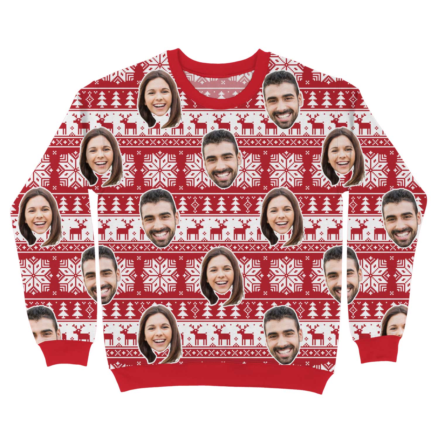 Your Face Nordic Red Personalized Christmas Jumper