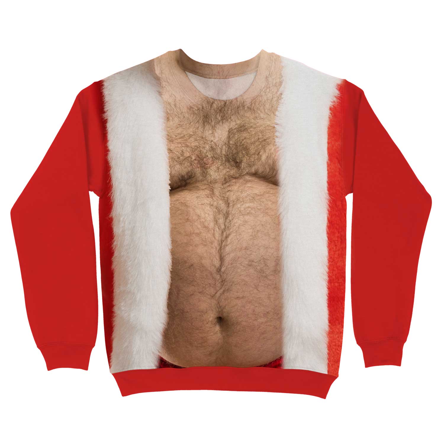 Hairy Santa Man Funny Christmas Sweater