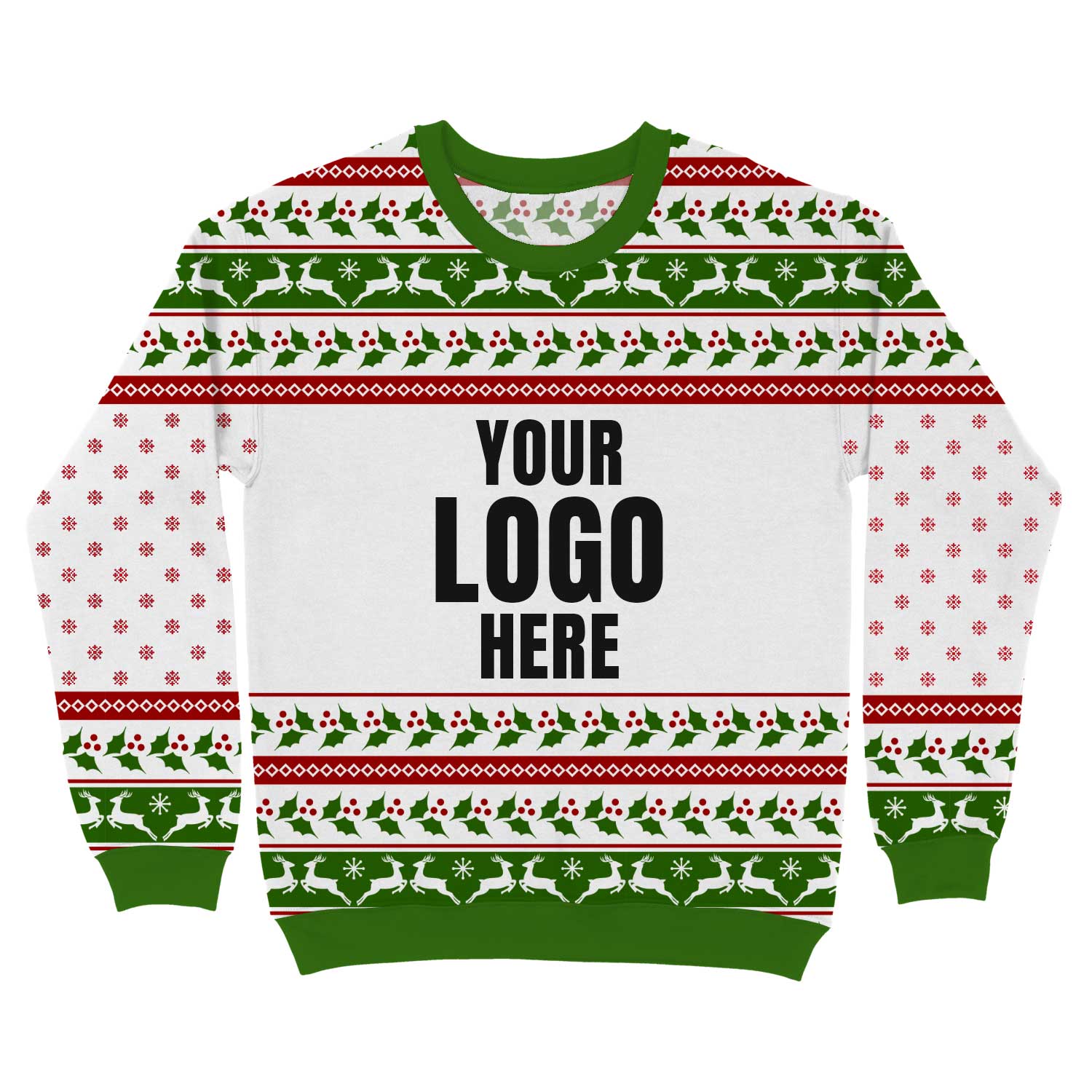 Your Logo Here Green Personalized Christmas Sweater