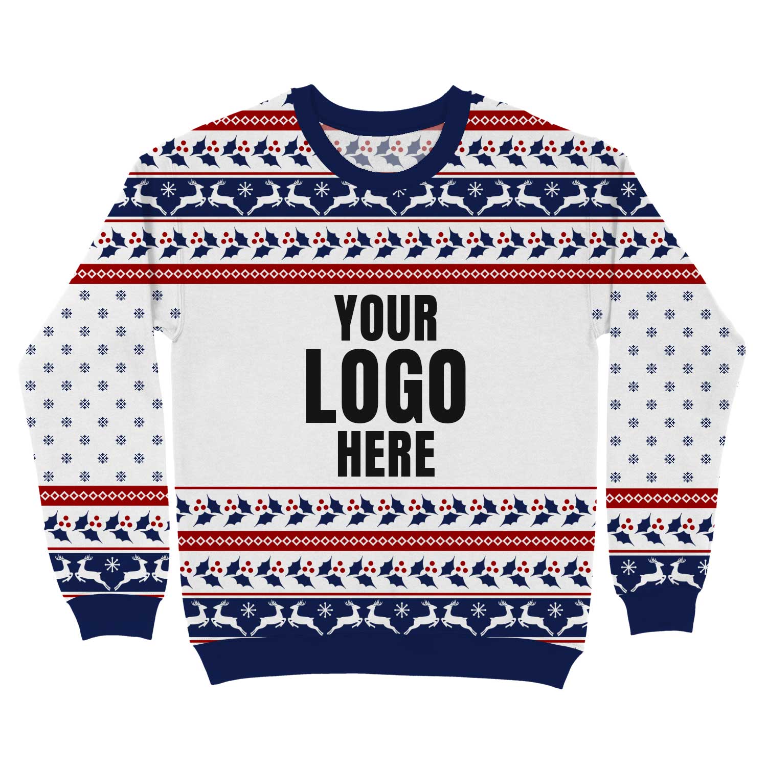 Your Logo Here Navy Personalized Christmas Sweater