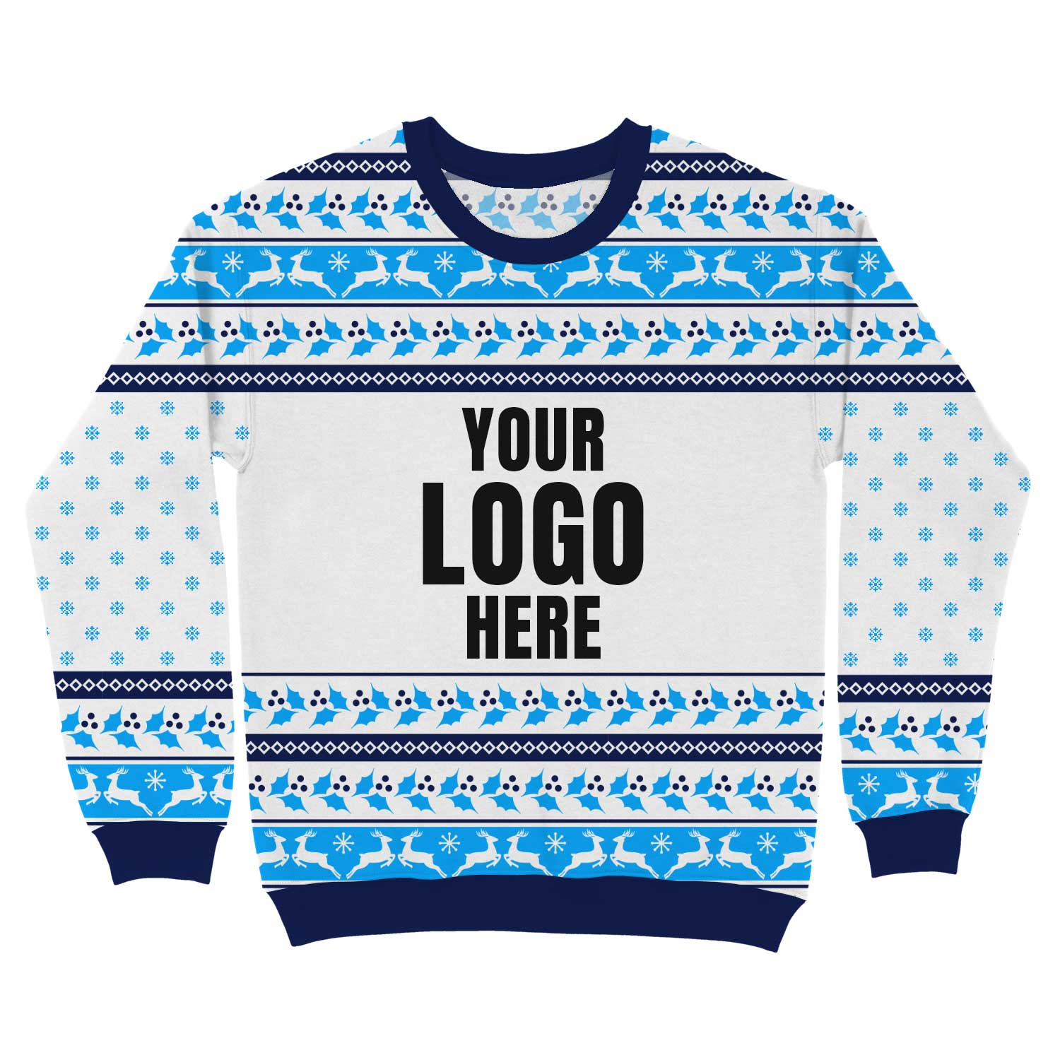 Your Logo Here Blue Personalized Christmas Sweater