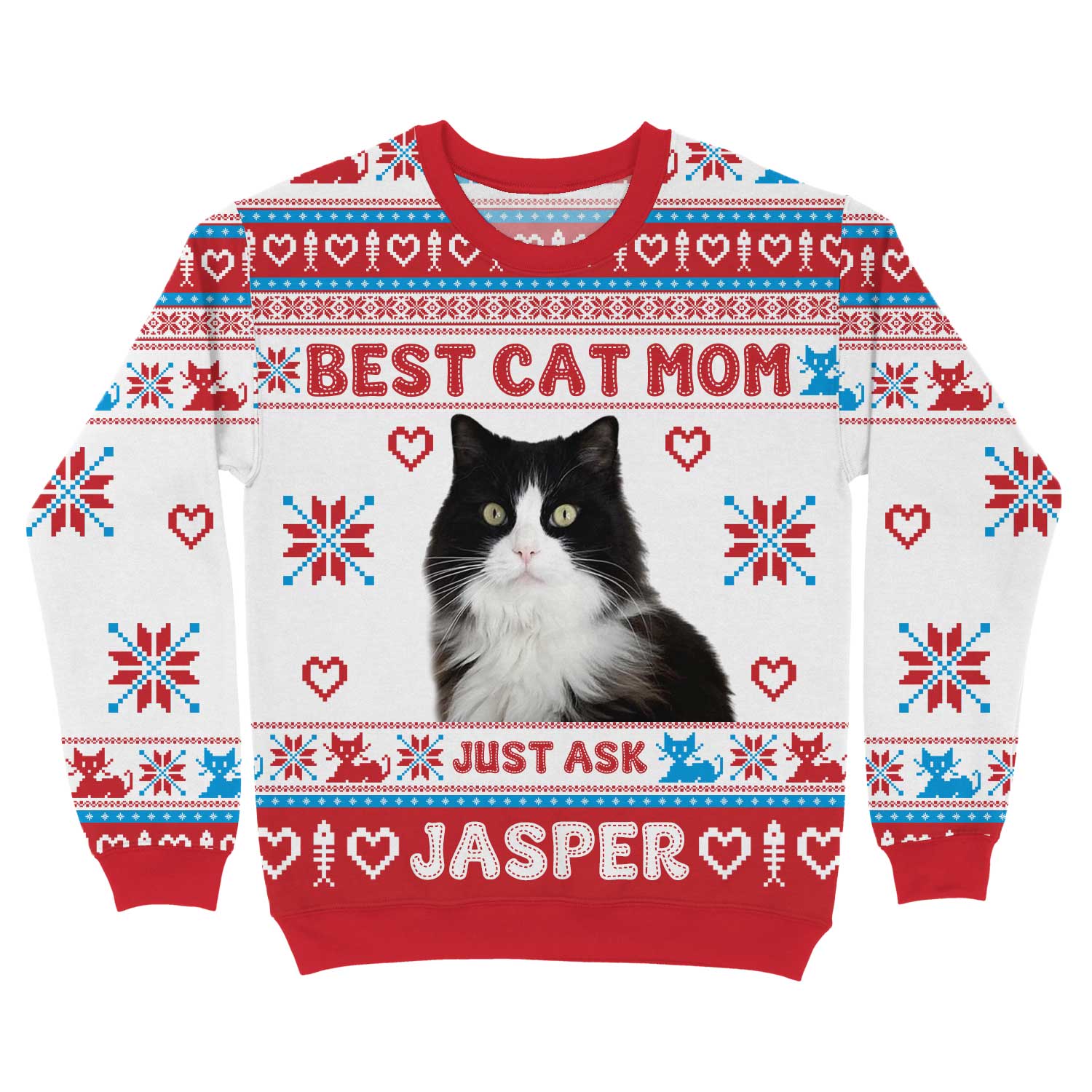 The Best Cat Mom Personalized Christmas Sweater