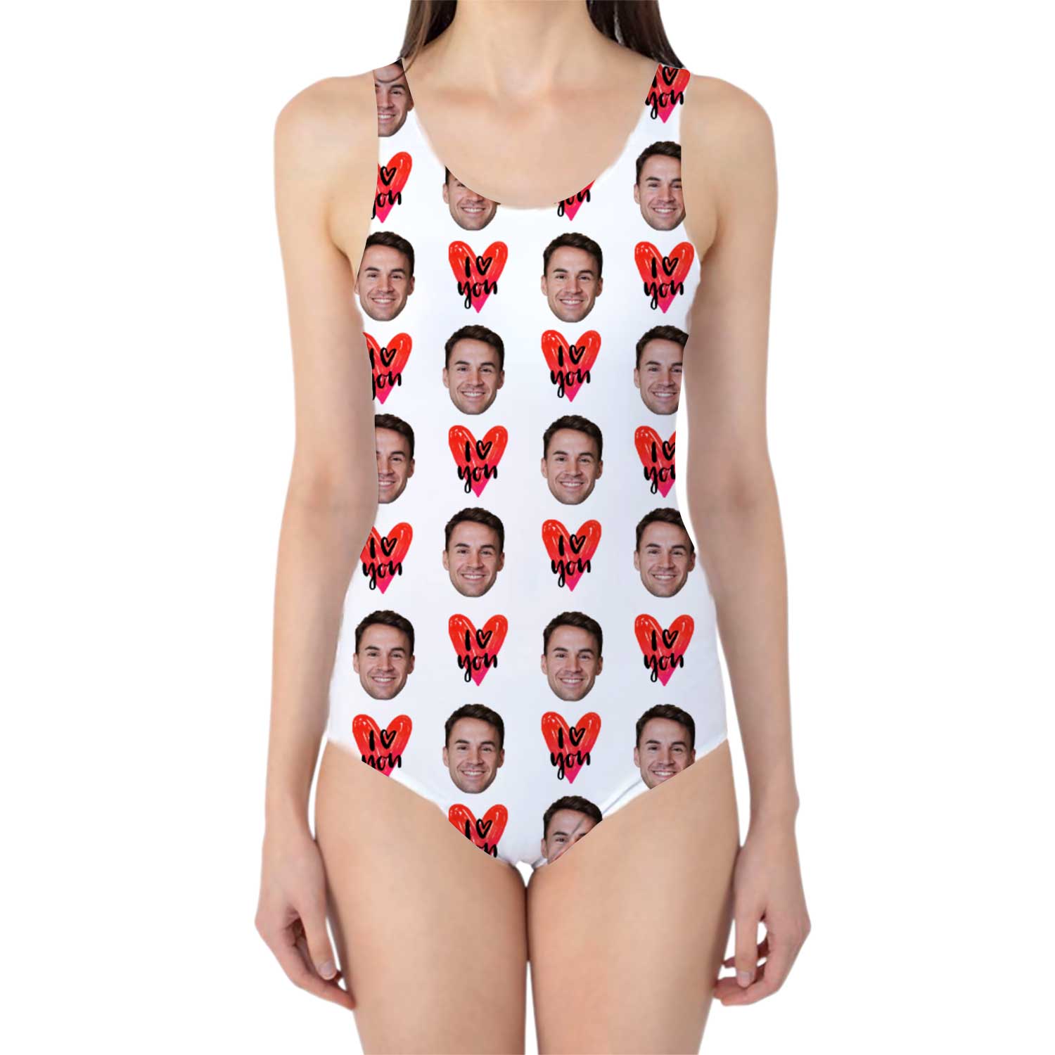 I Heart You Swimsuit Custom With Face