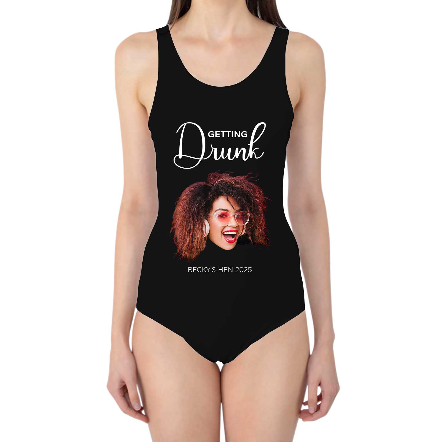 Getting Drunk Swimsuit Custom With Face and Text
