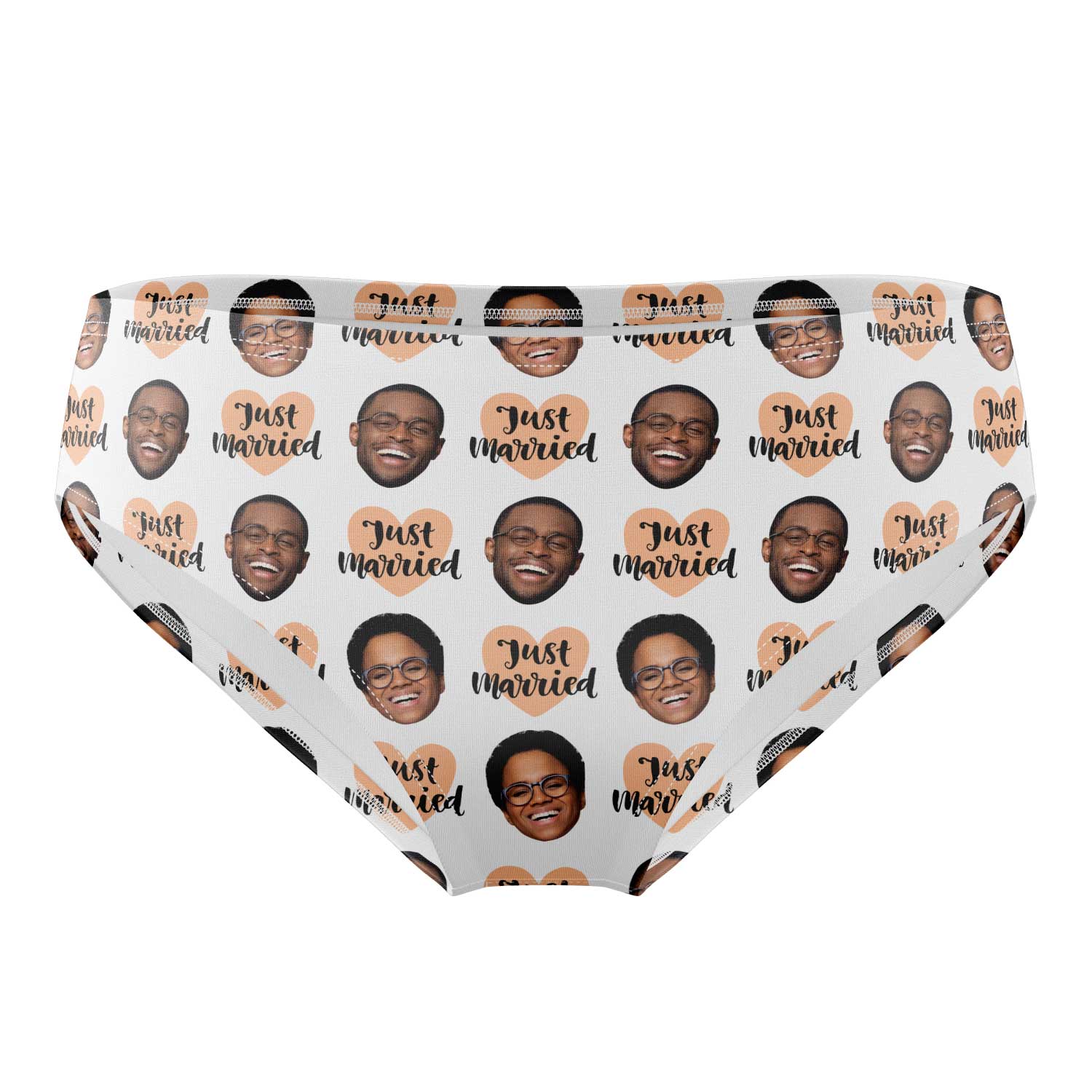 Just Married Custom Face Pattern Swim Trunks