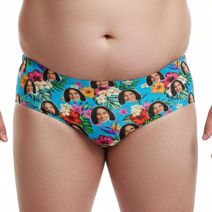 Tropical Floral Hawaiian Custom Swim Trunks