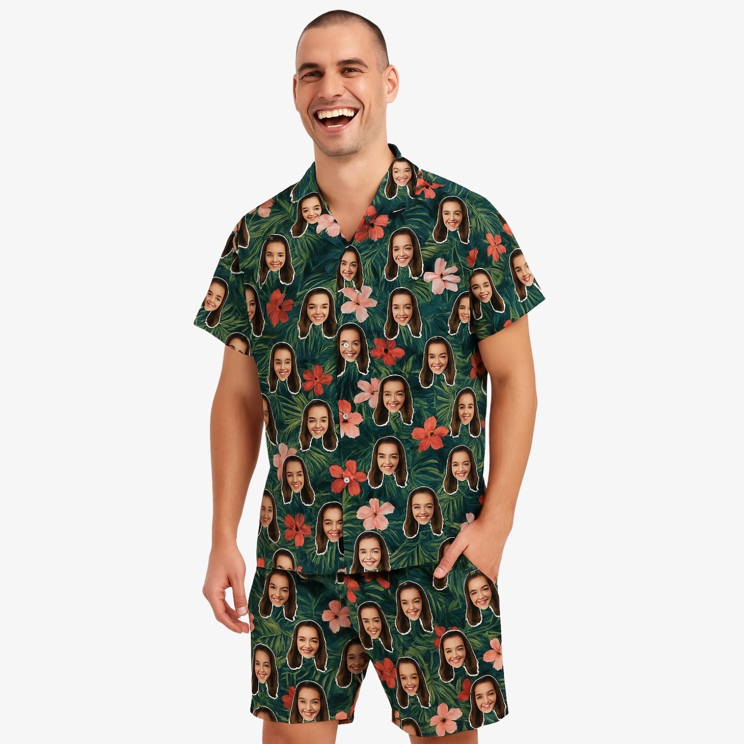 Tropical Forest Personalized Hawaiian Shirt Shorts Set
