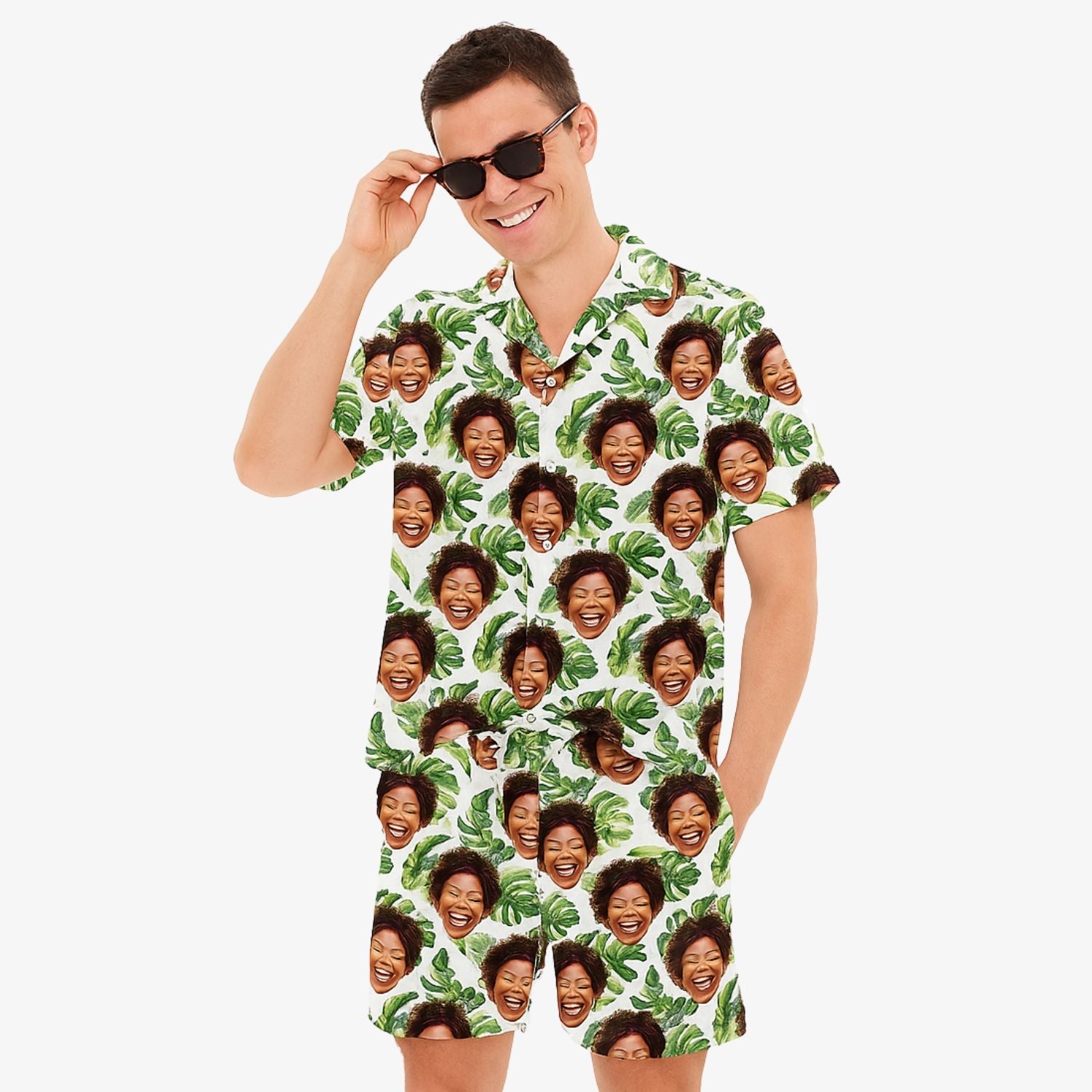 Tropical Leaf Personalized Hawaiian Shirt Shorts Set