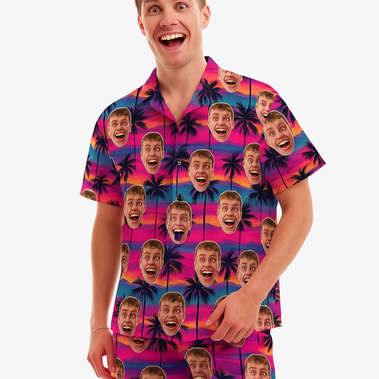 Tropical Sunset Personalized Hawaiian Shirt Shorts Set