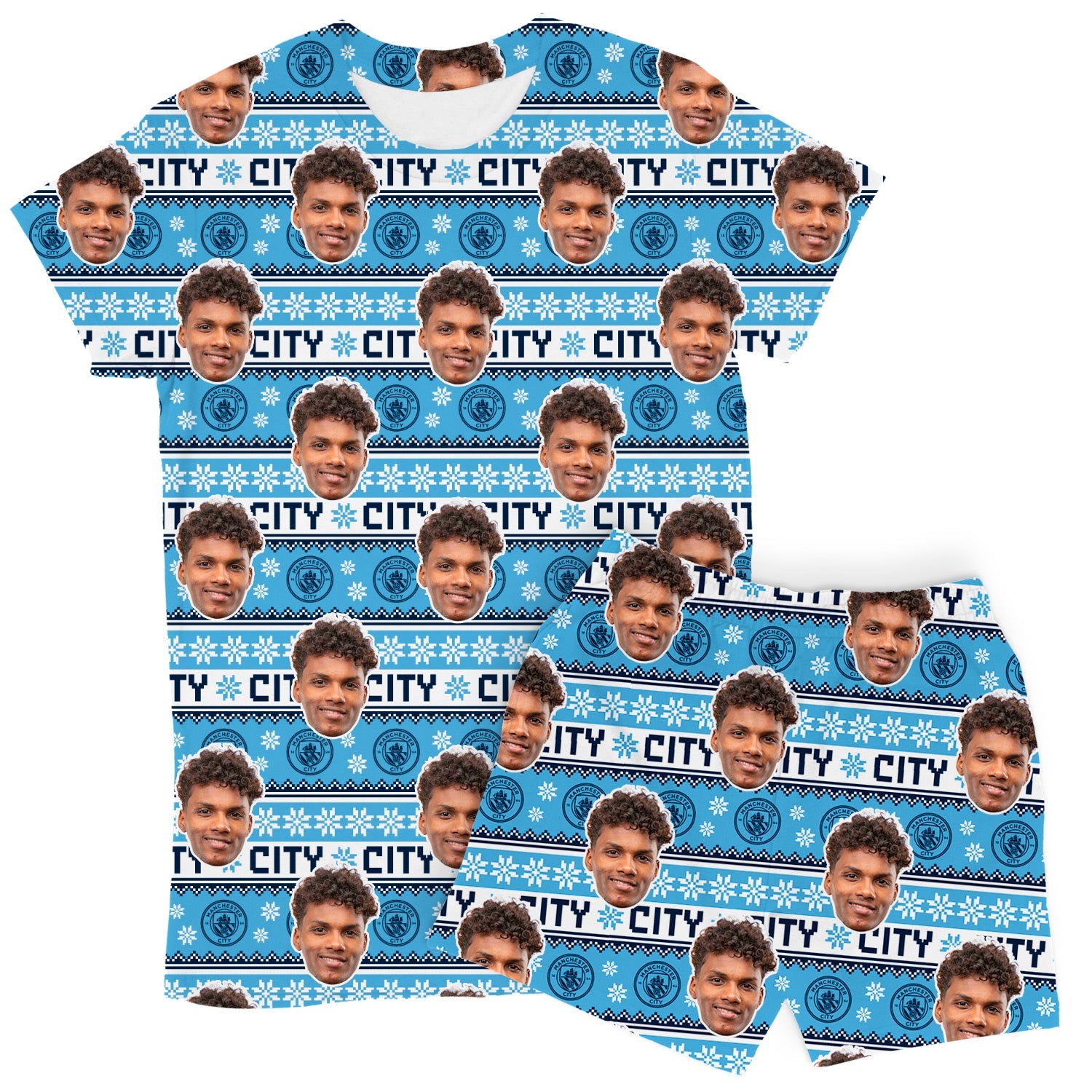 Xmas Man City Women's Custom PJs - Shorts Set