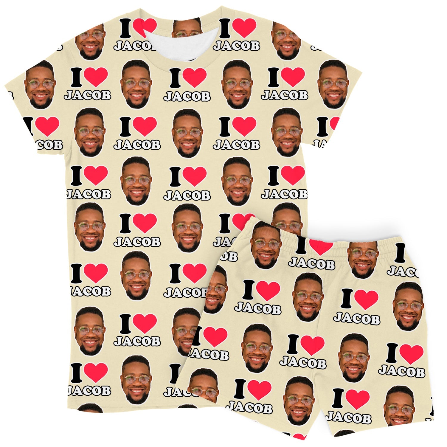 Women's I Heart Name & Face Custom PJs - Shorts Set