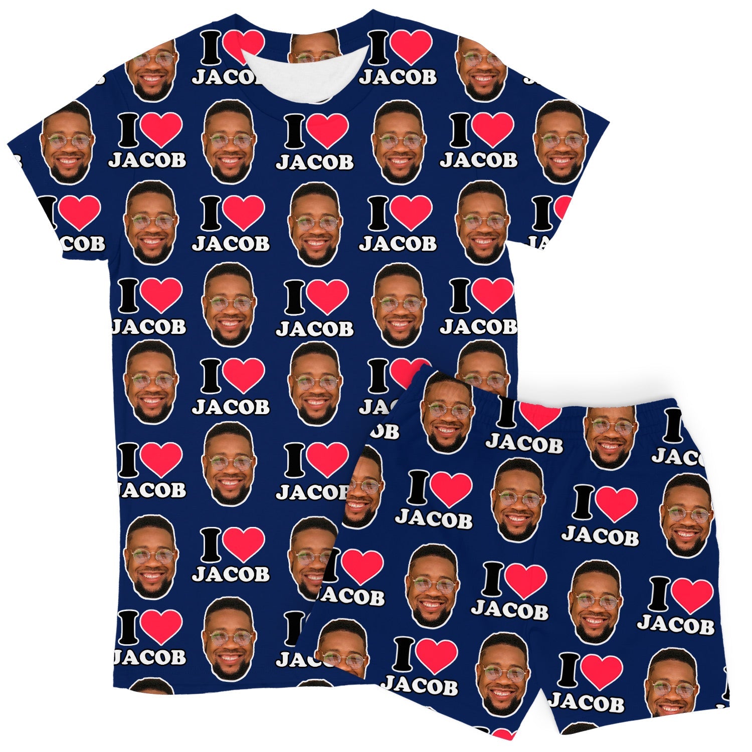 Women's I Heart Name & Face Custom PJs - Shorts Set