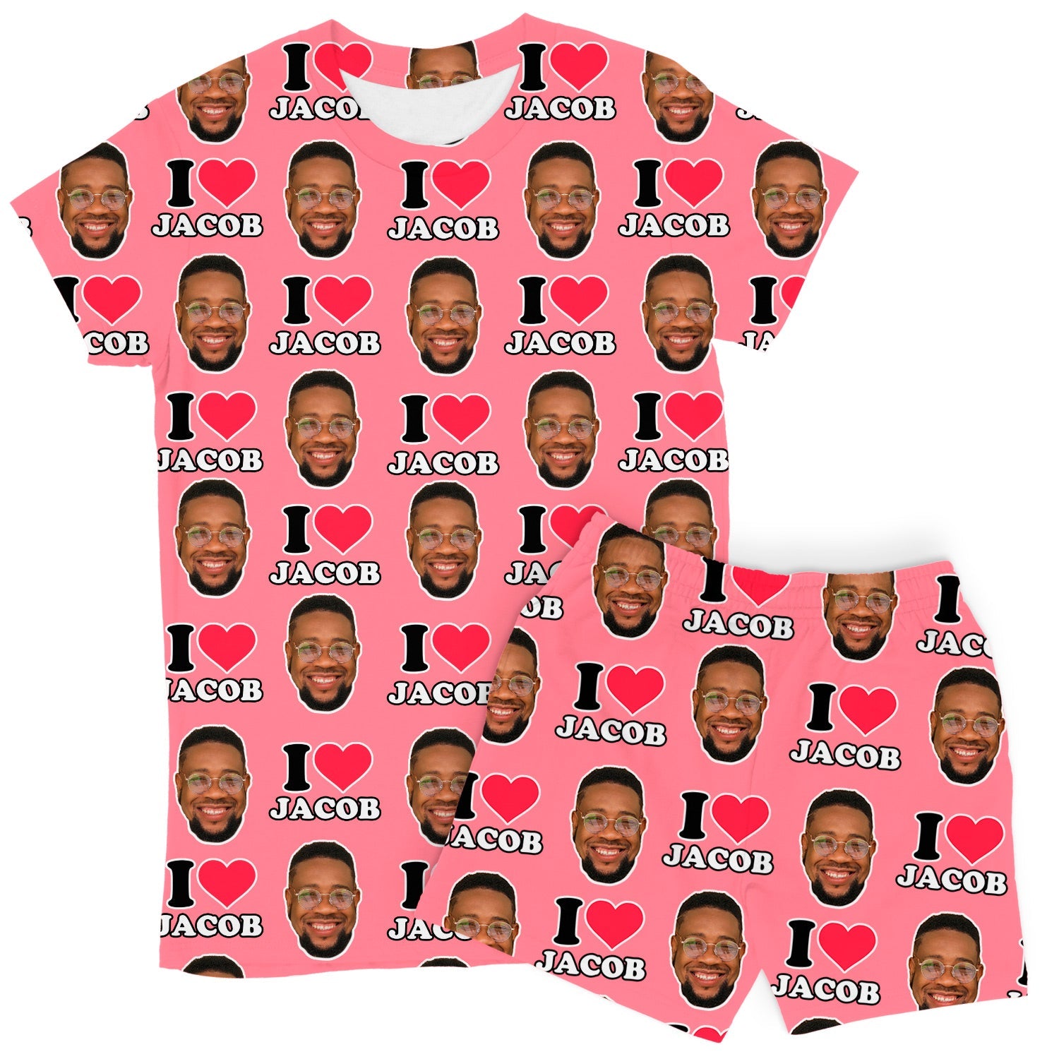 Women's I Heart Name & Face Custom PJs - Shorts Set