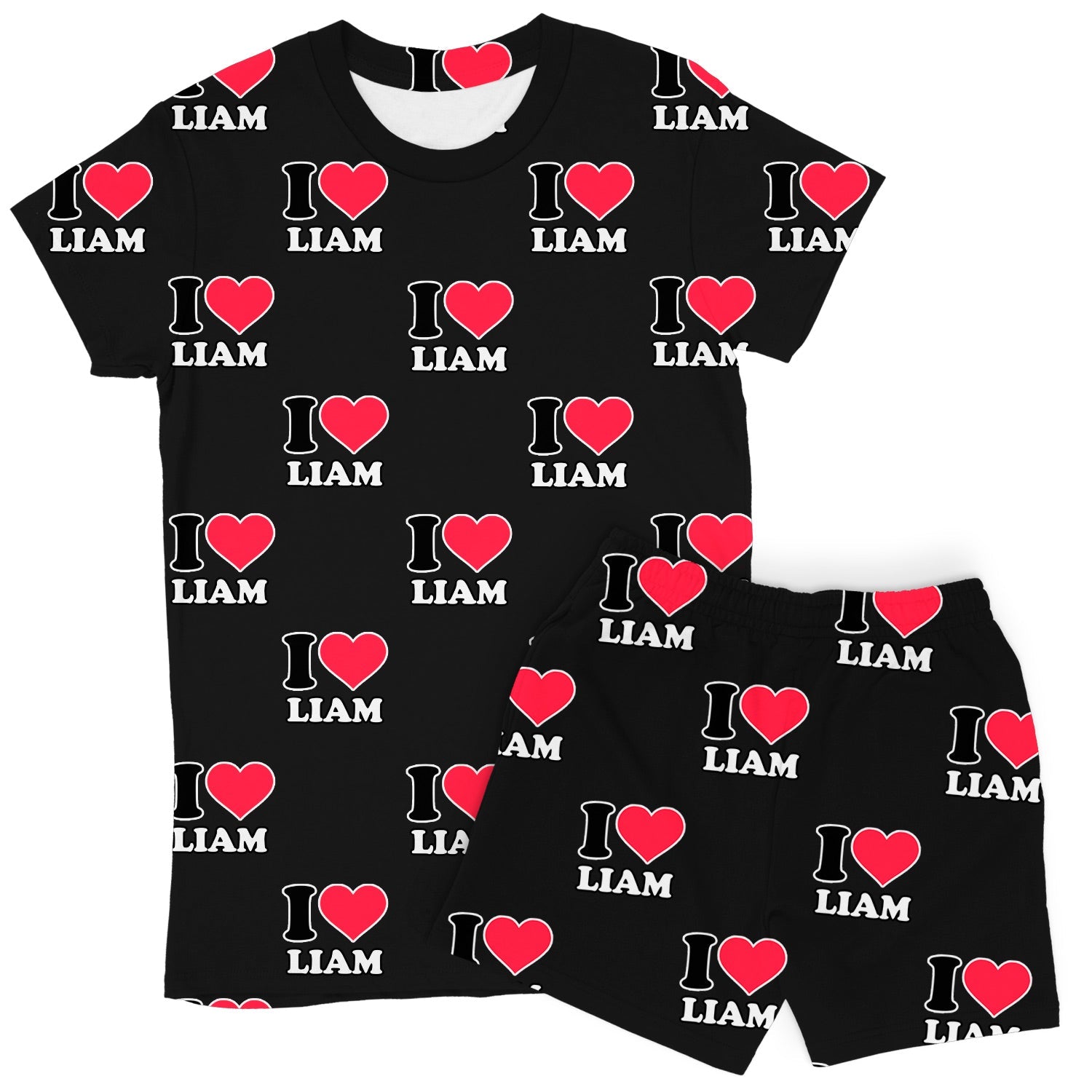 Women's I Heart Name Custom PJs - Shorts Set