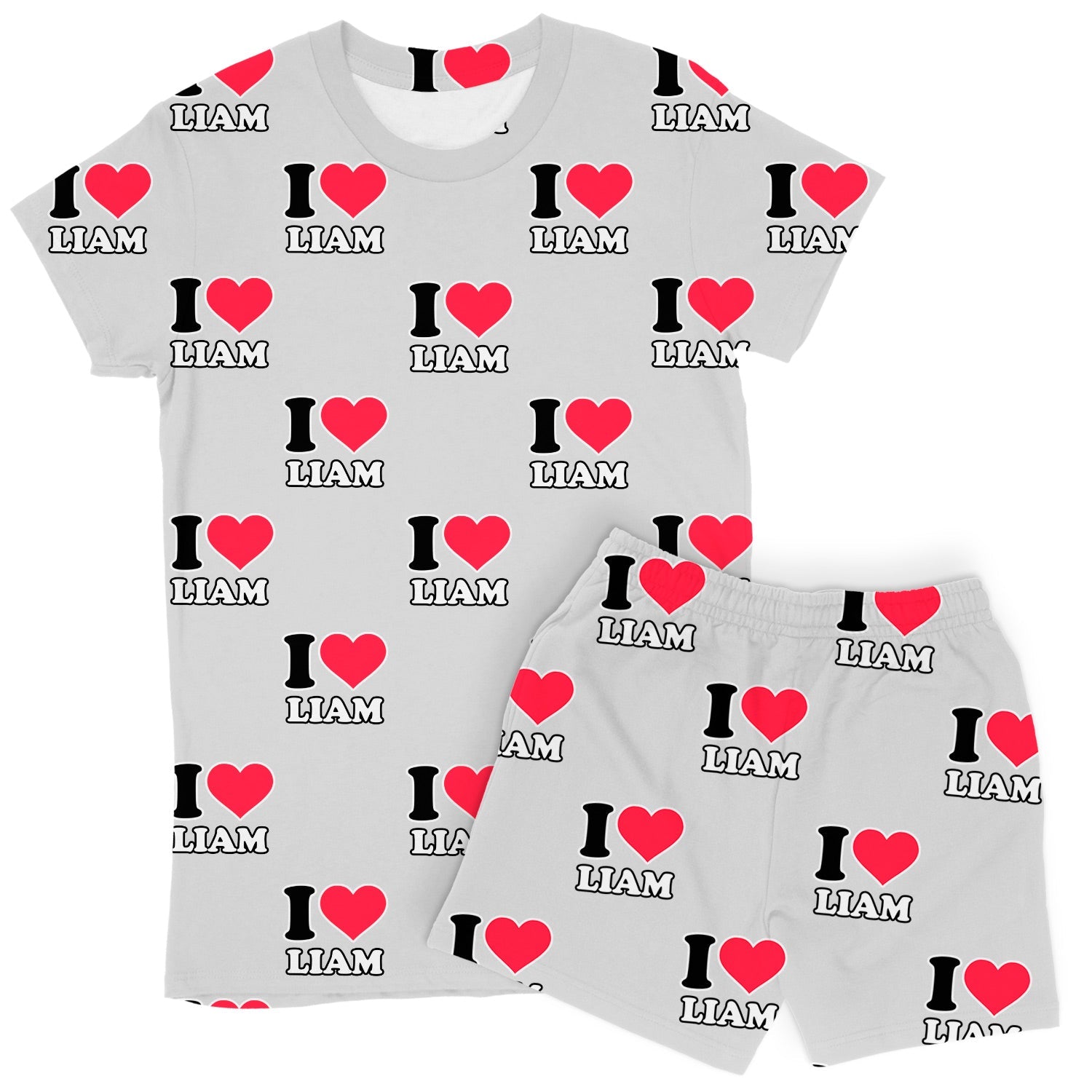 Women's I Heart Name Custom PJs - Shorts Set