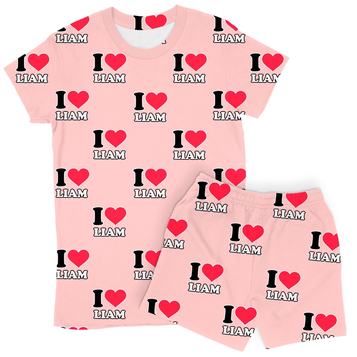 Women's I Heart Name Custom PJs - Shorts Set