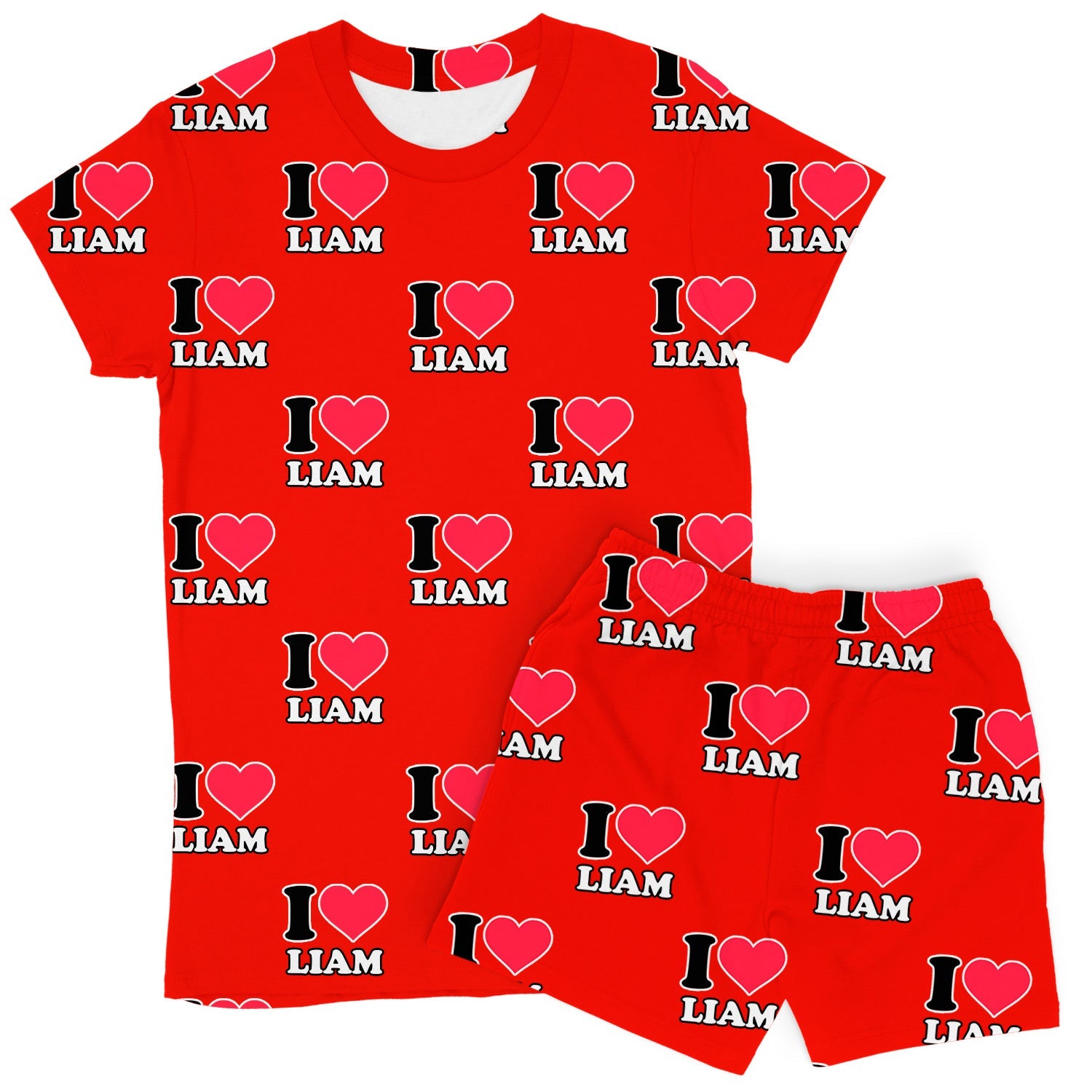 Women's I Heart Name Custom PJs - Shorts Set