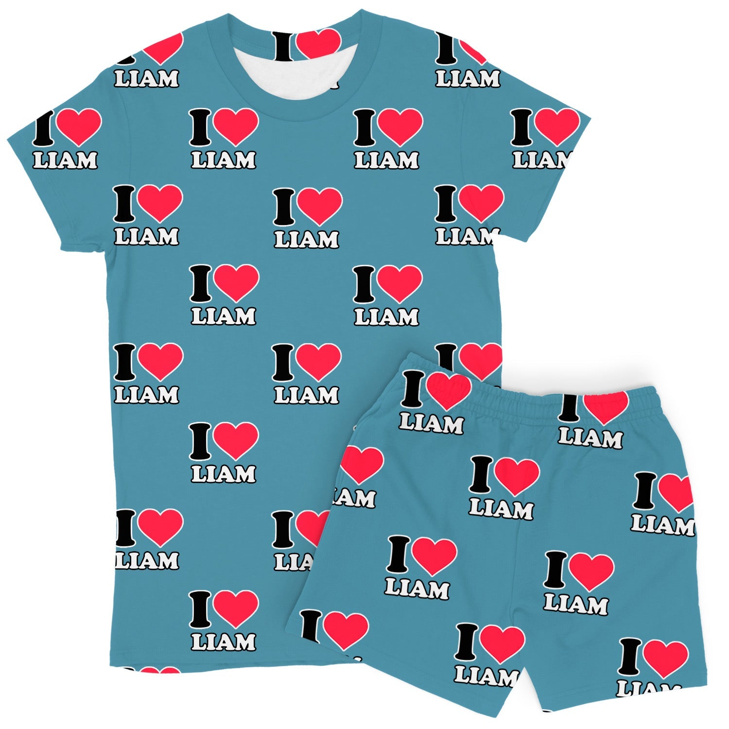 Women's I Heart Name Custom PJs - Shorts Set