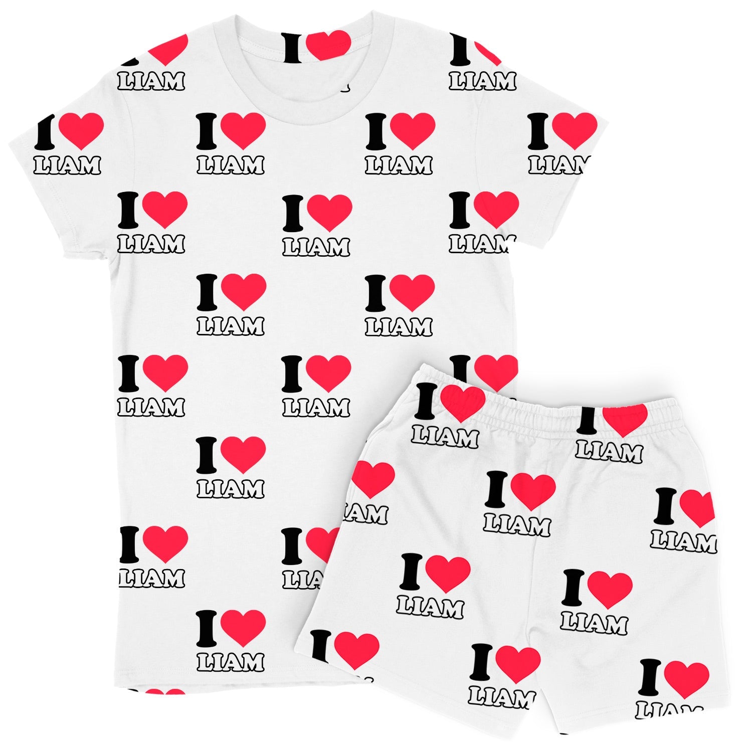Women's I Heart Name Custom PJs - Shorts Set