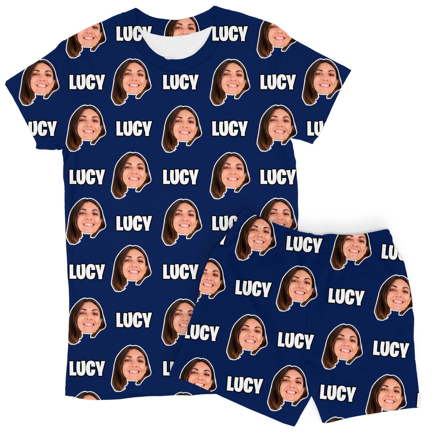 Women's Face & Name Custom PJs - Shorts Set