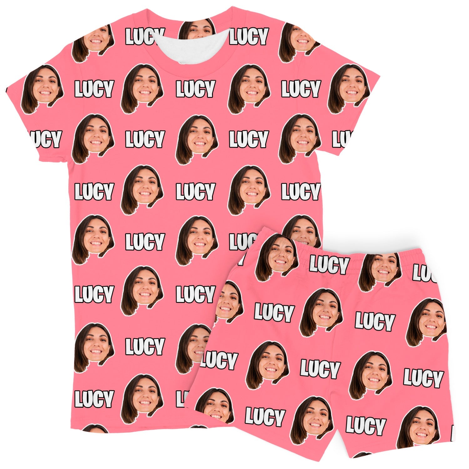 Women's Face & Name Custom PJs - Shorts Set