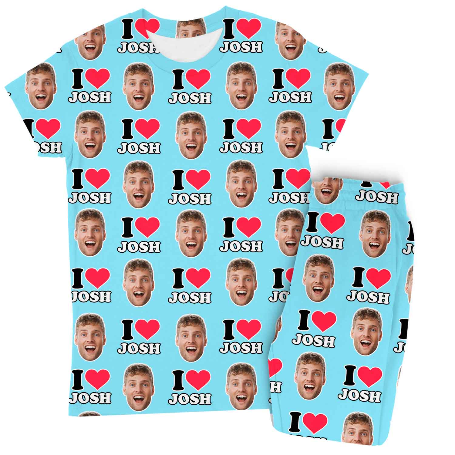 Women's I Heart Name & Face Custom Pajamas - Pants Set