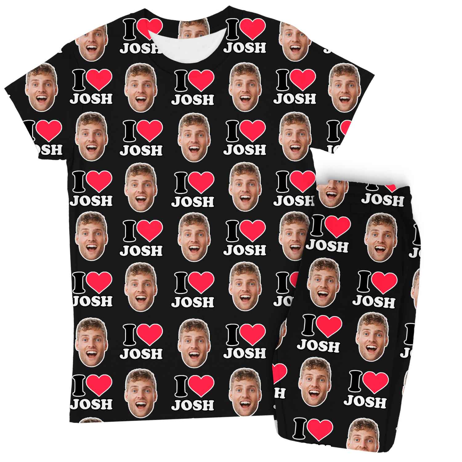 Women's I Heart Name & Face Custom Pajamas - Pants Set