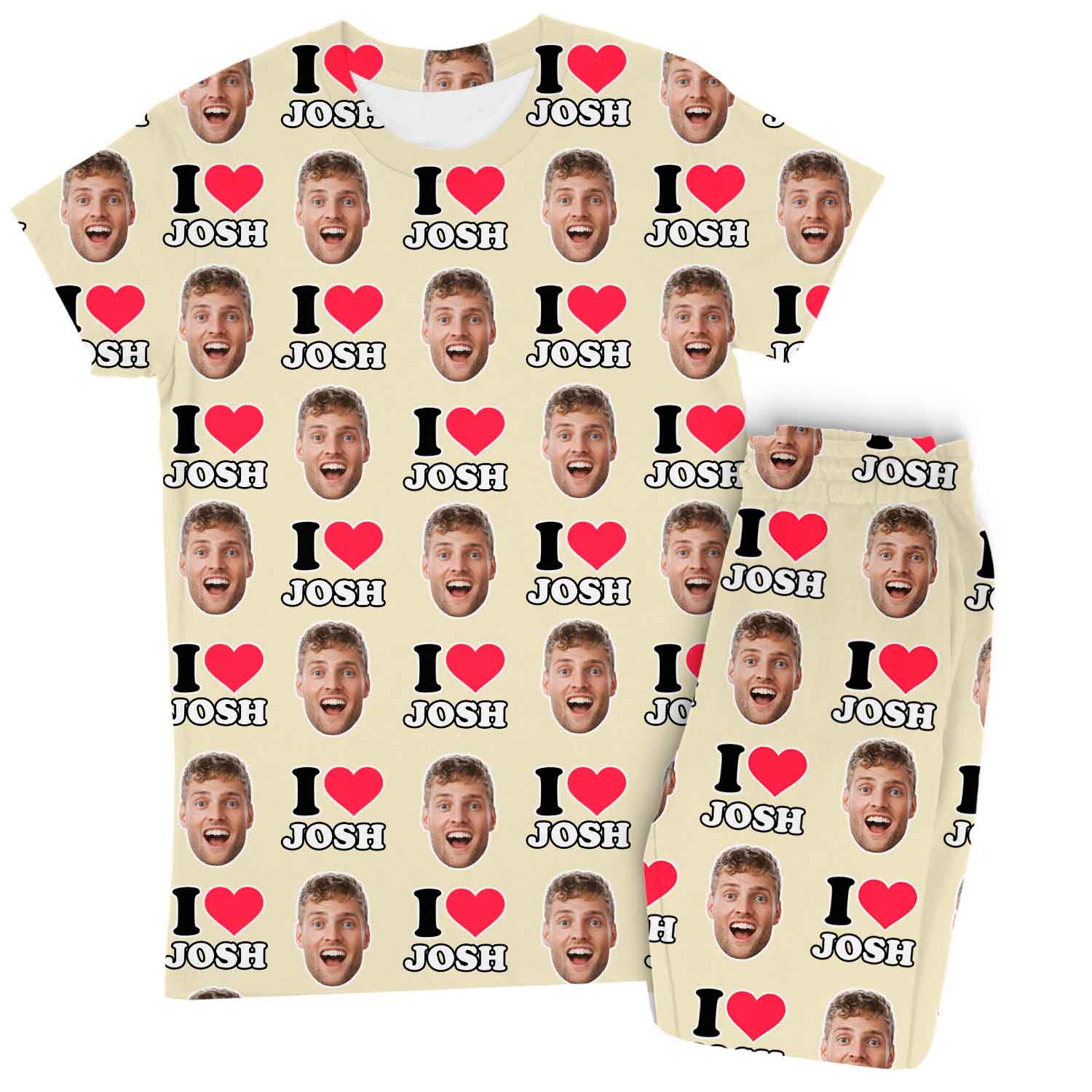 Women's I Heart Name & Face Custom Pajamas - Pants Set