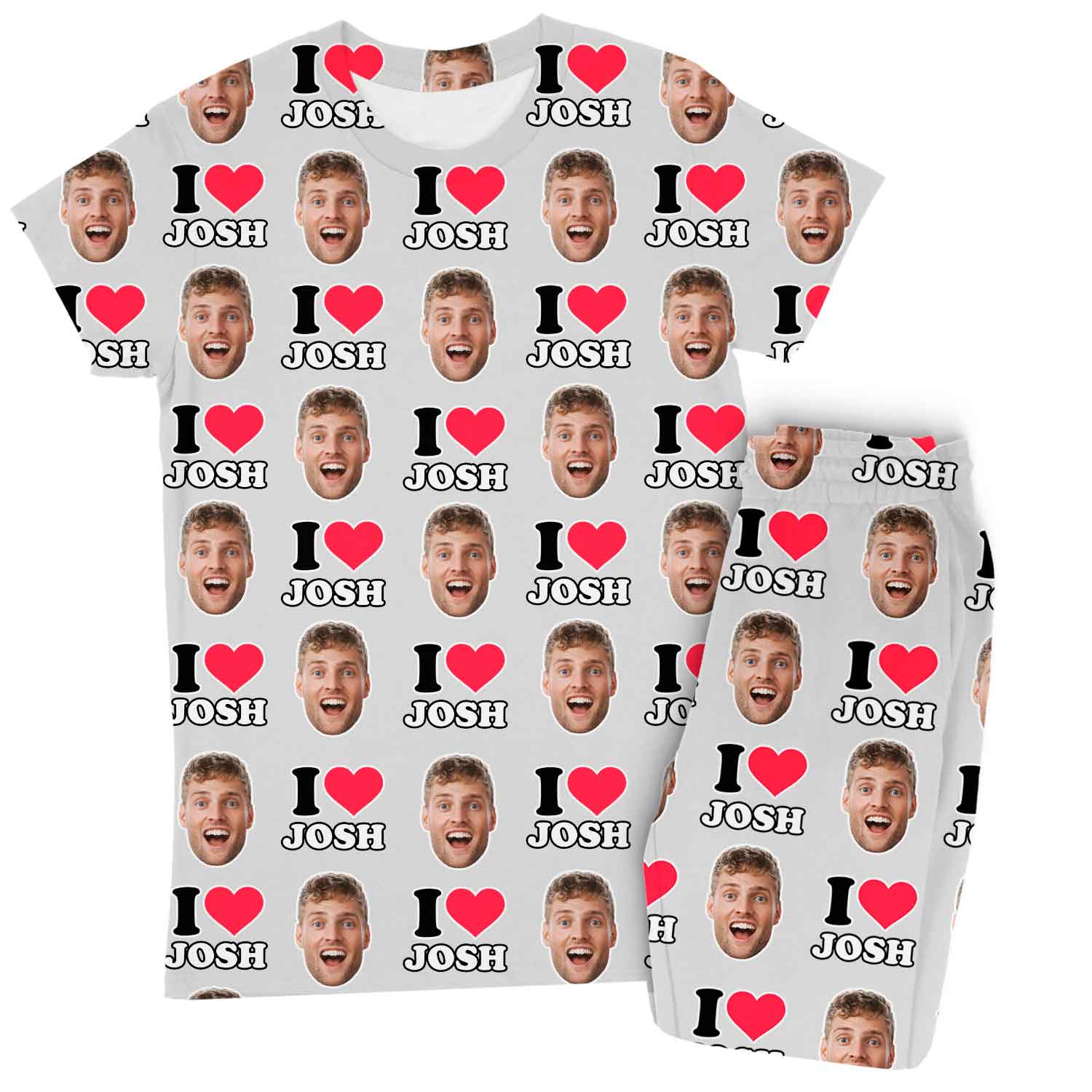 Women's I Heart Name & Face Custom Pajamas - Pants Set