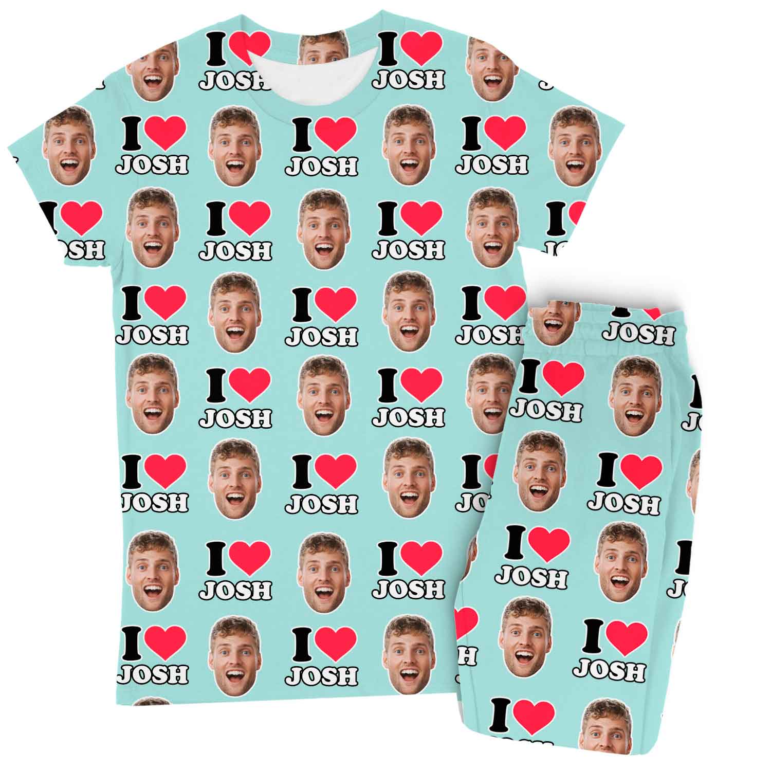 Women's I Heart Name & Face Custom Pajamas - Pants Set