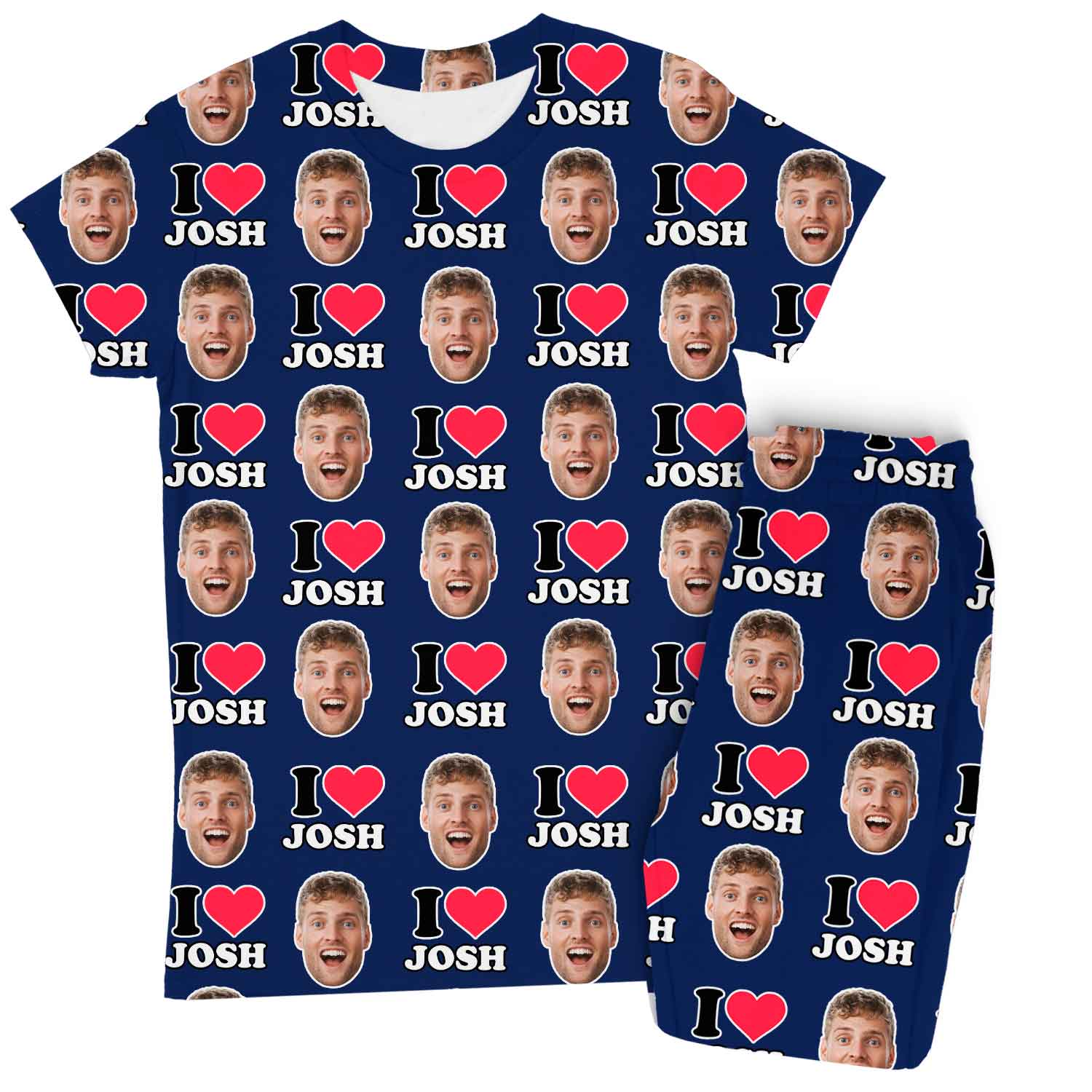 Women's I Heart Name & Face Custom Pajamas - Pants Set