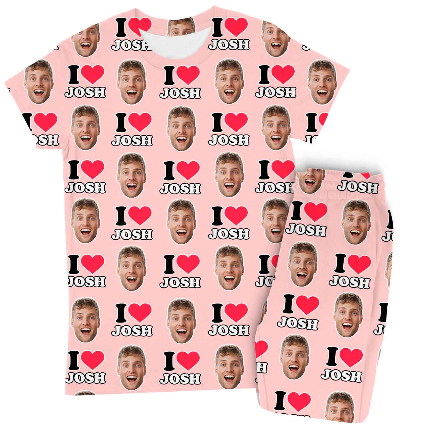 Women's I Heart Name & Face Custom Pajamas - Pants Set