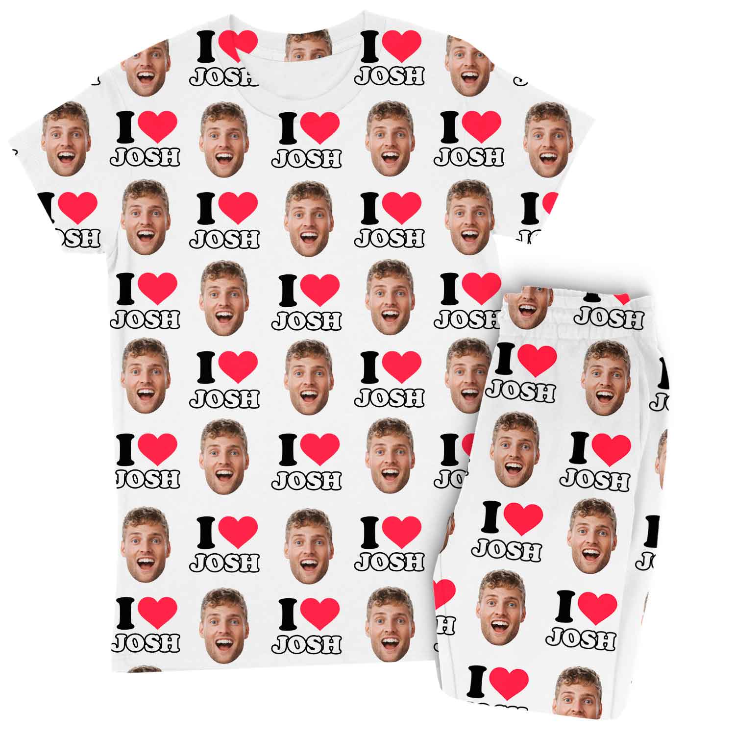 Women's I Heart Name & Face Custom Pajamas - Pants Set
