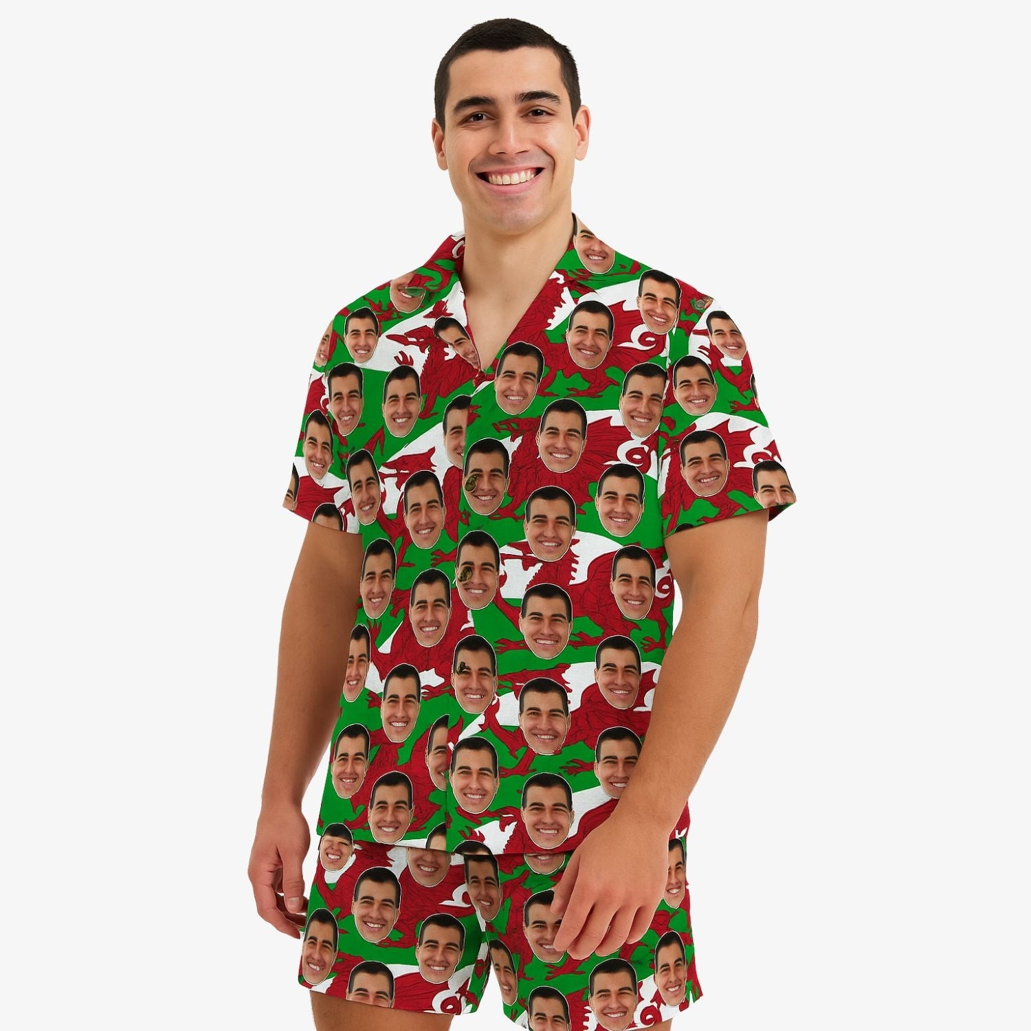Wales Flags Personalized Hawaiian Shirt Shorts Set
