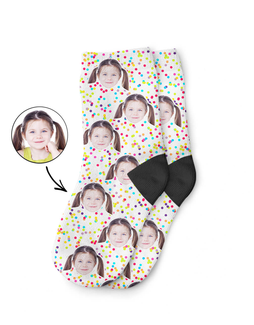 Colorful Kids Socks With Their Photo On