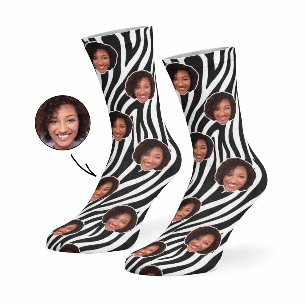 Zebra Print Face Custom Socks